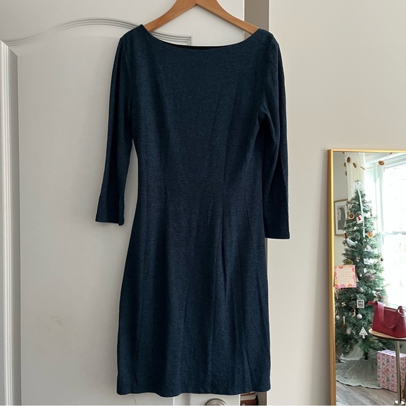 LOFT Navy Blue Ruched Dress - Picture 4 of 5